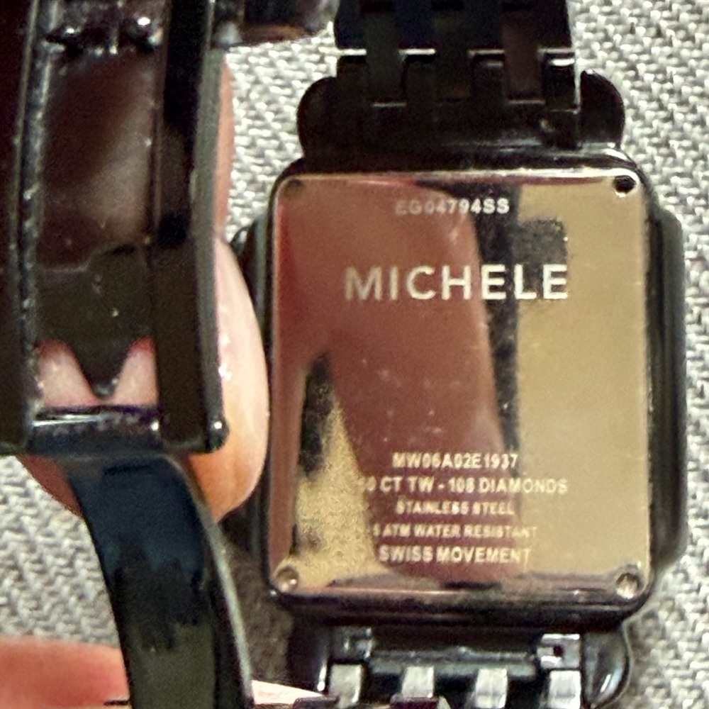 Michele Deco Diamond Chronograph Black On Black Women’s’ Watch - Picture 7 of 13